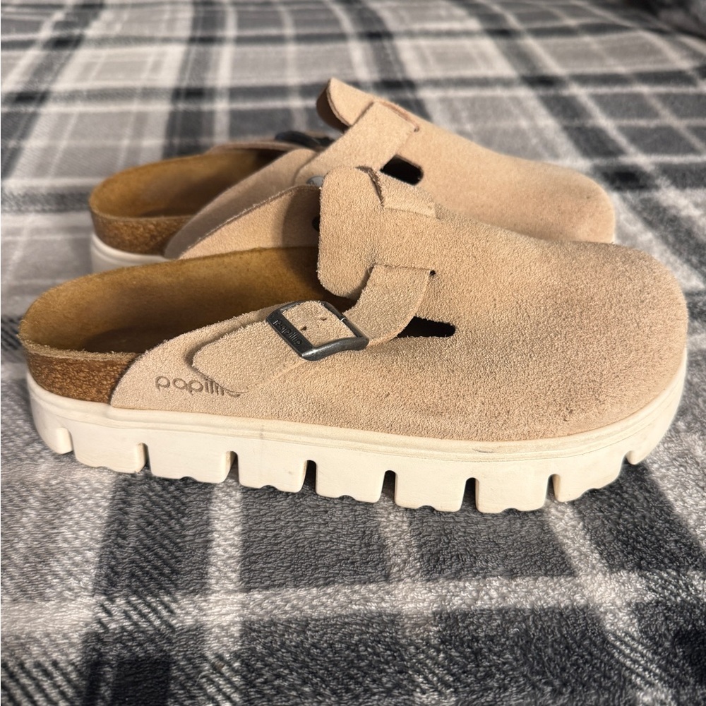 Birkenstock Papillo Tan Suede Slip-On Clogs